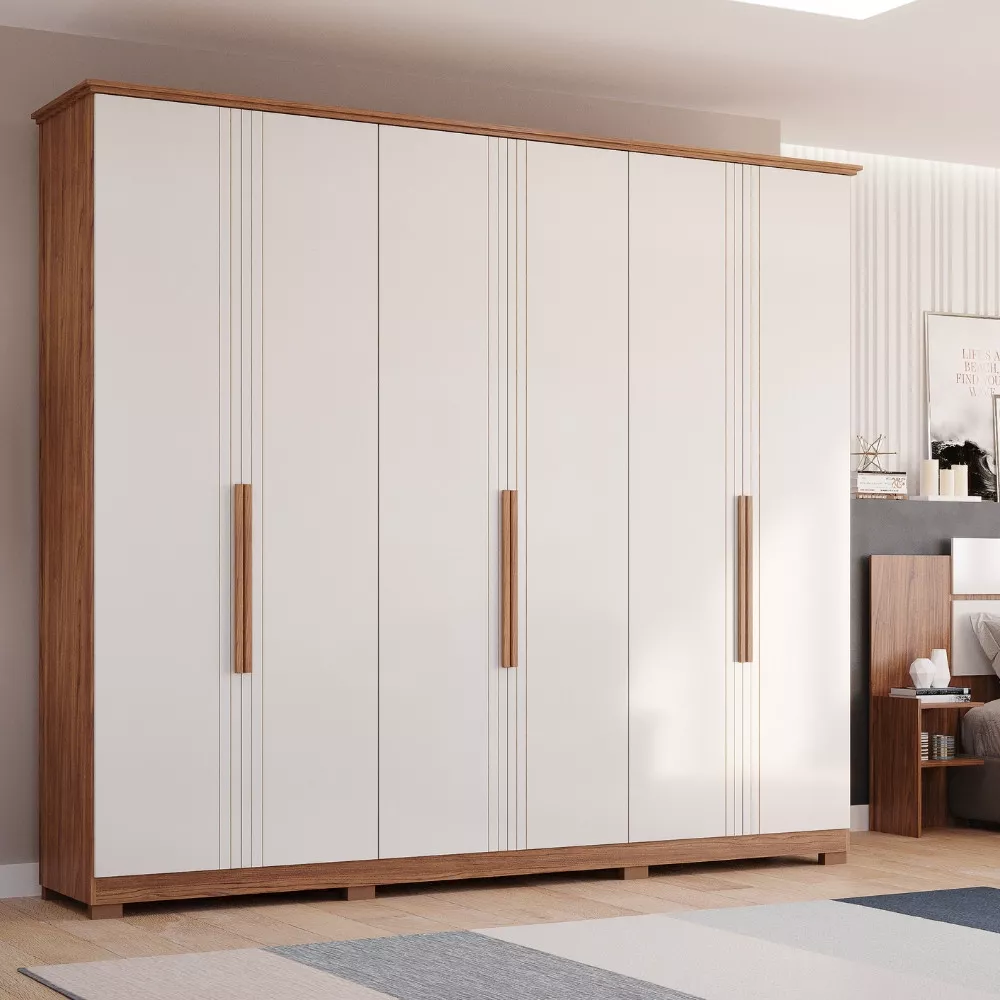 Guarda Roupa Casal com Pés 6 Portas 100 MDF Itaunas Panan