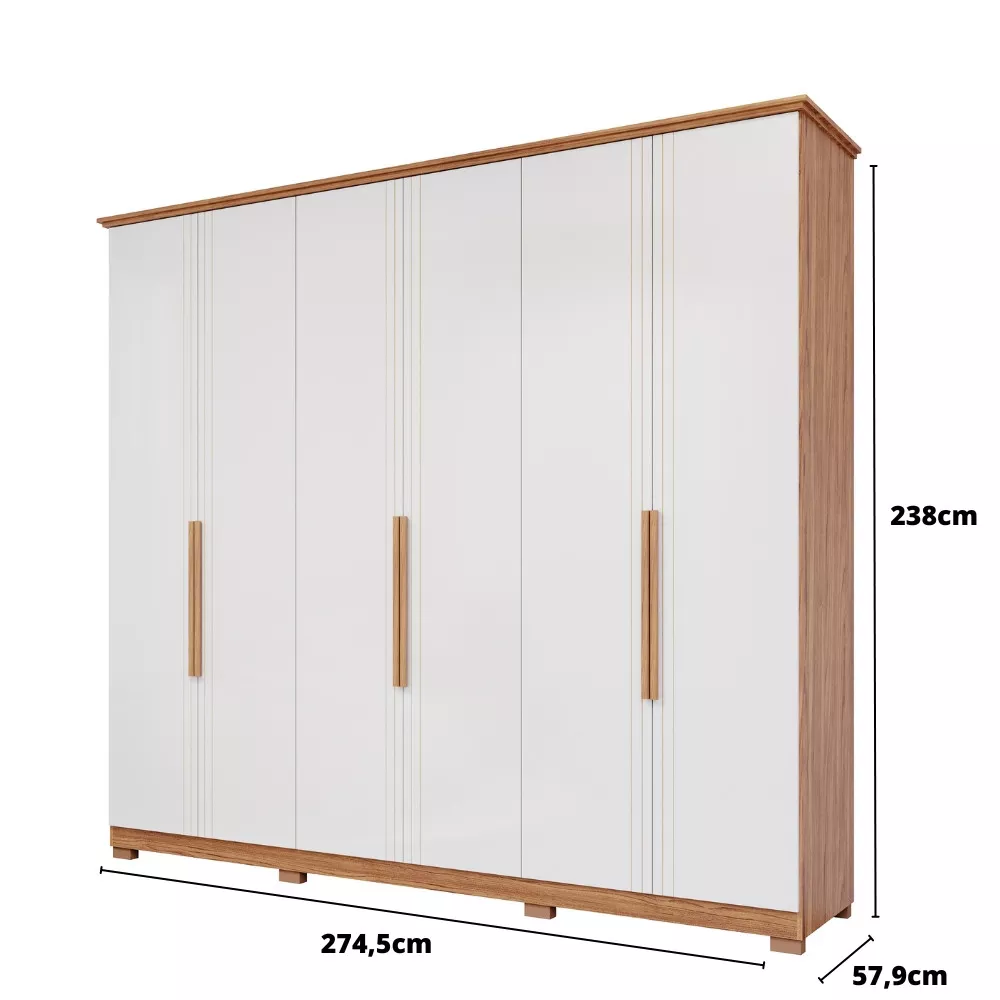 Guarda Roupa Casal com Pés 6 Portas 100 MDF Itaunas Panan