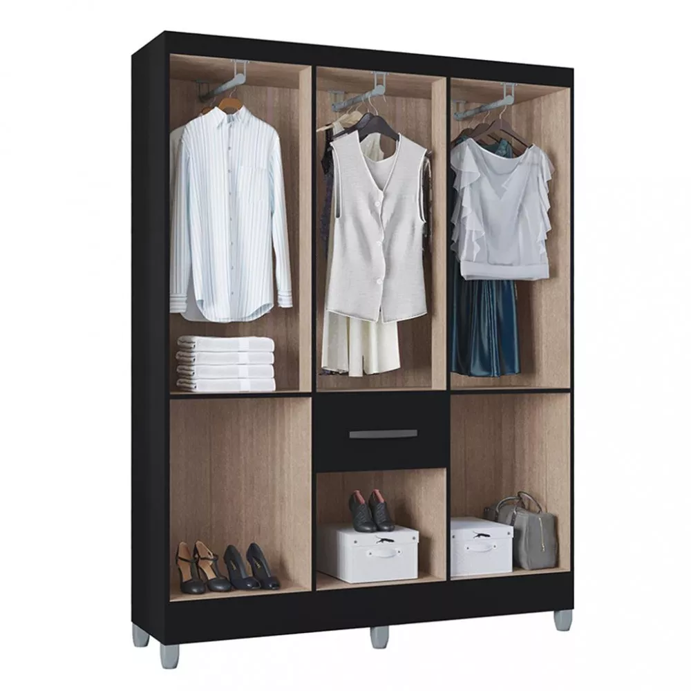 Guarda Roupa Solteiro 7 Portas 1 Gaveta Turin Poquema