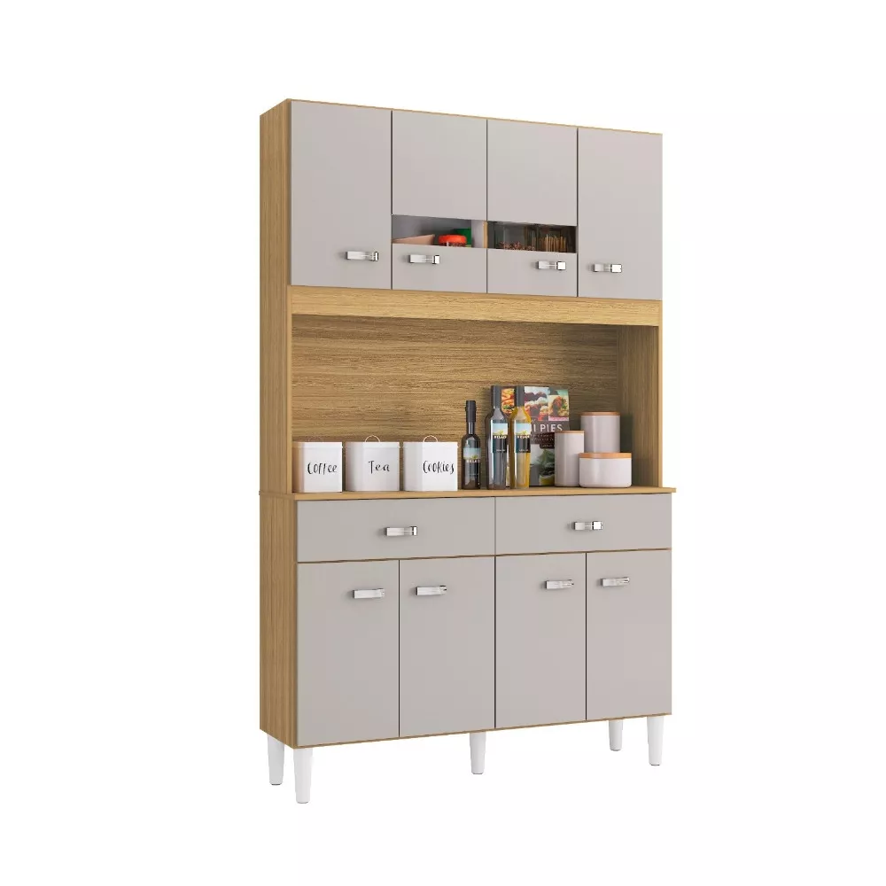 Cozinha Compacta 8 Portas 2 Gavetas Kit Manu Poquema