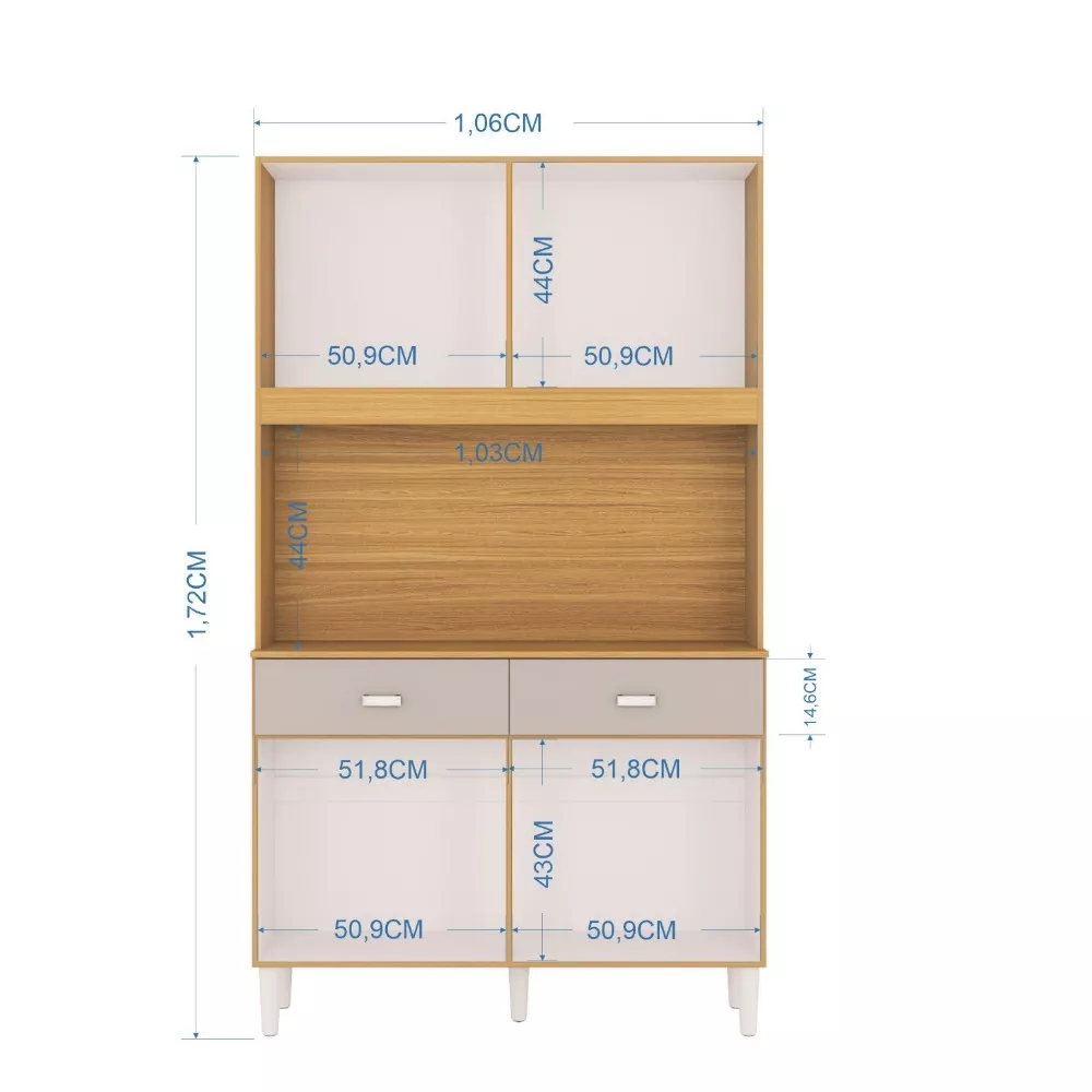 Cozinha Compacta 8 Portas 2 Gavetas Kit Manu Poquema