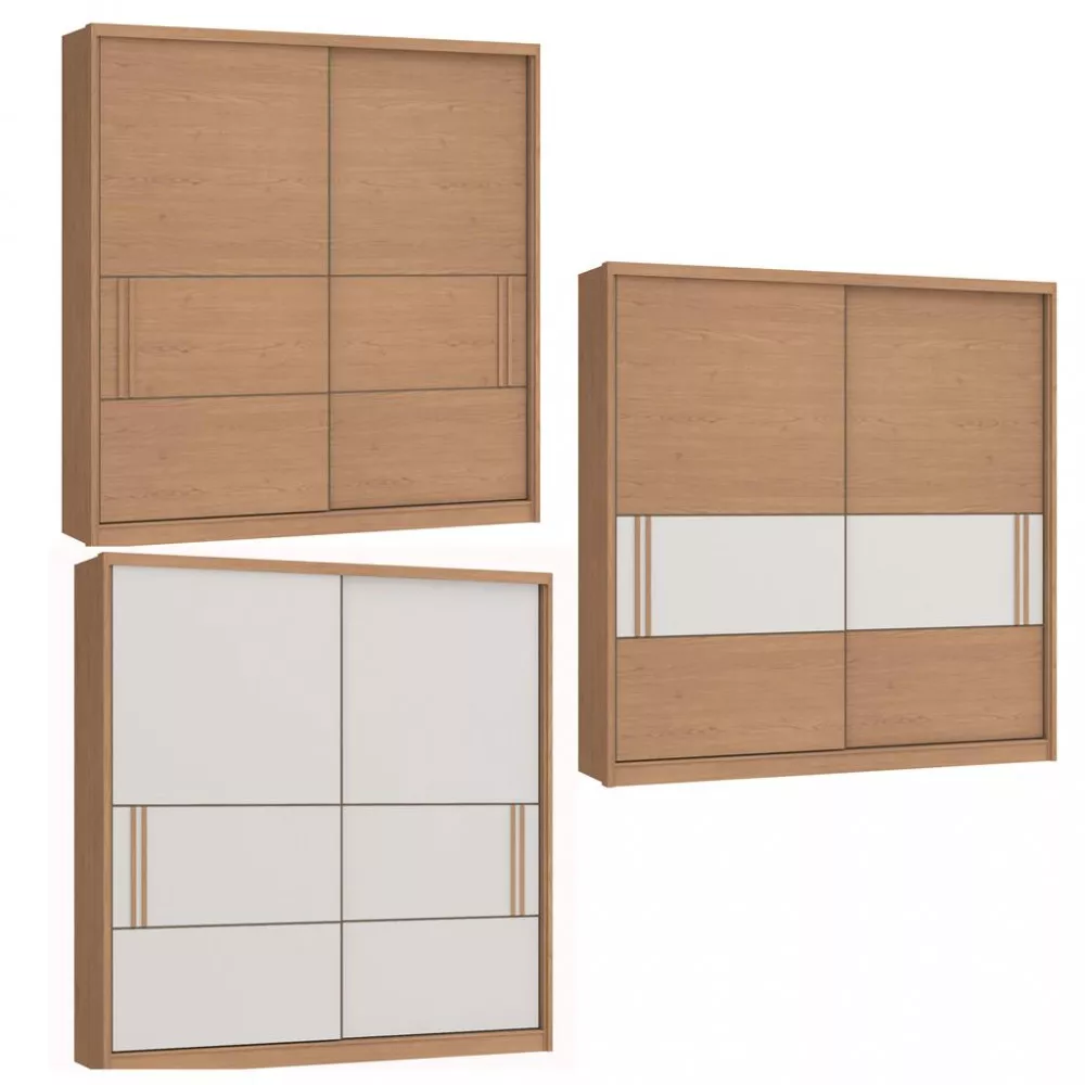 Guarda Roupas Casal 2 Portas de Correr 3 Gavetas Flex Prisma Móveis Castro