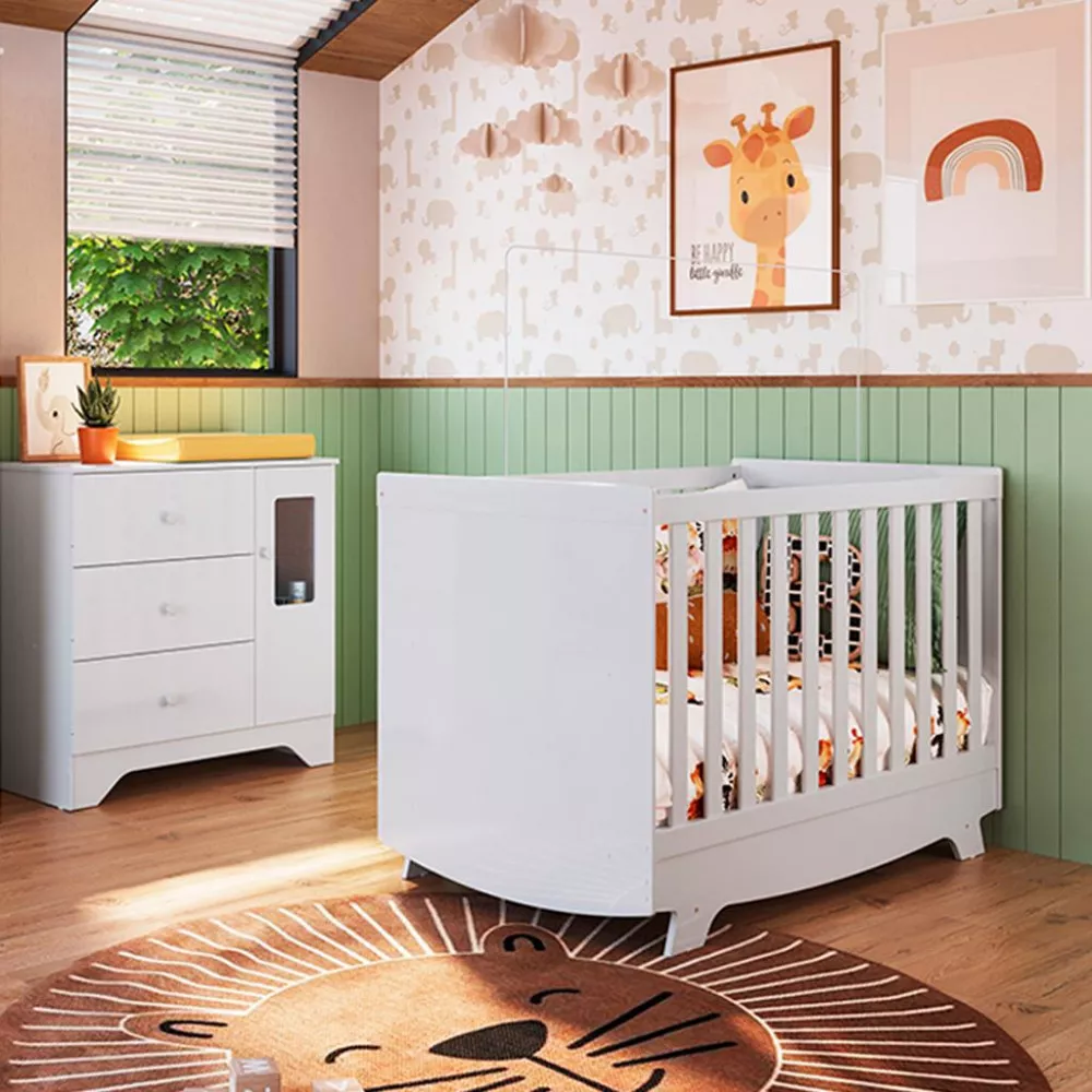 Image 0 of 5 of Dormitório Infantil Cômoda 3 Gavetas Ben e Berço Nick Móveis Peroba