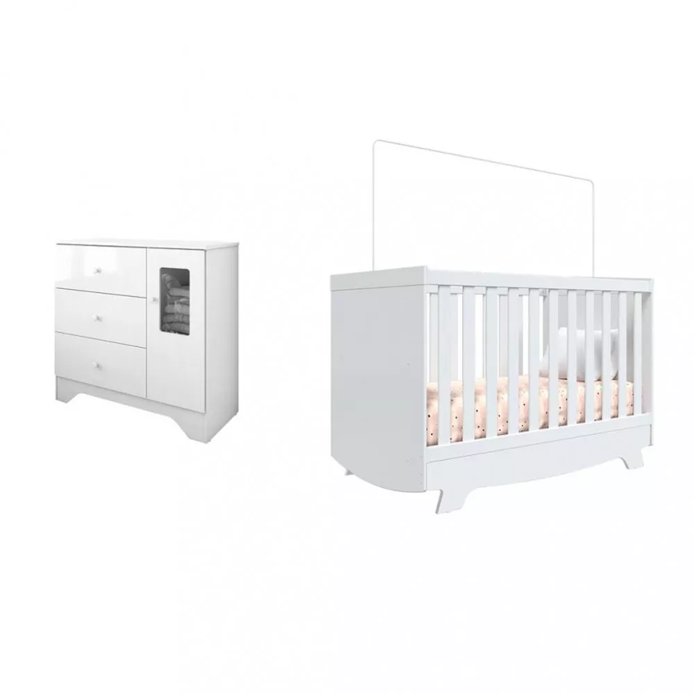 Image 1 of 5 of Dormitório Infantil Cômoda 3 Gavetas Ben e Berço Nick Móveis Peroba