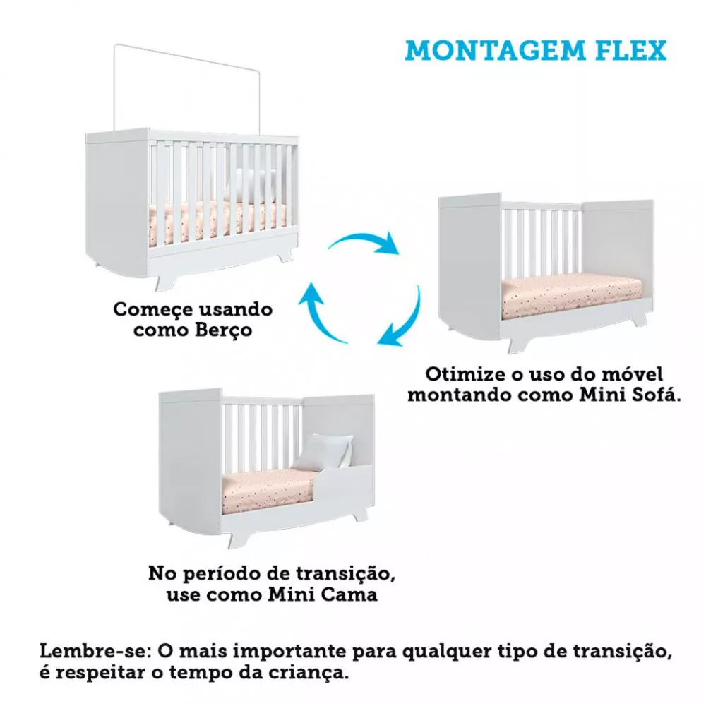 Image 4 of 5 of Dormitório Infantil Cômoda 3 Gavetas Ben e Berço Nick Móveis Peroba