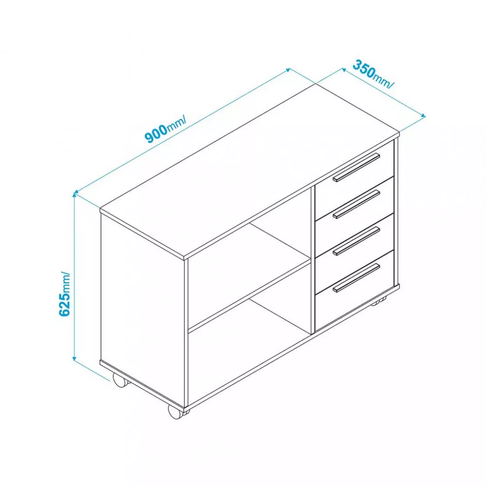 Balcão 4 Gavetas com Rodízios BDI01 BRV Móveis