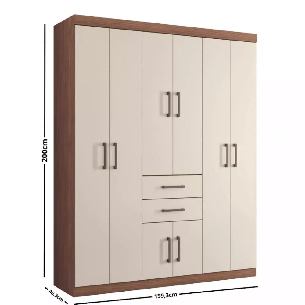Guarda Roupa Casal 8 Portas 2 Gavetas Verona Santos Andira