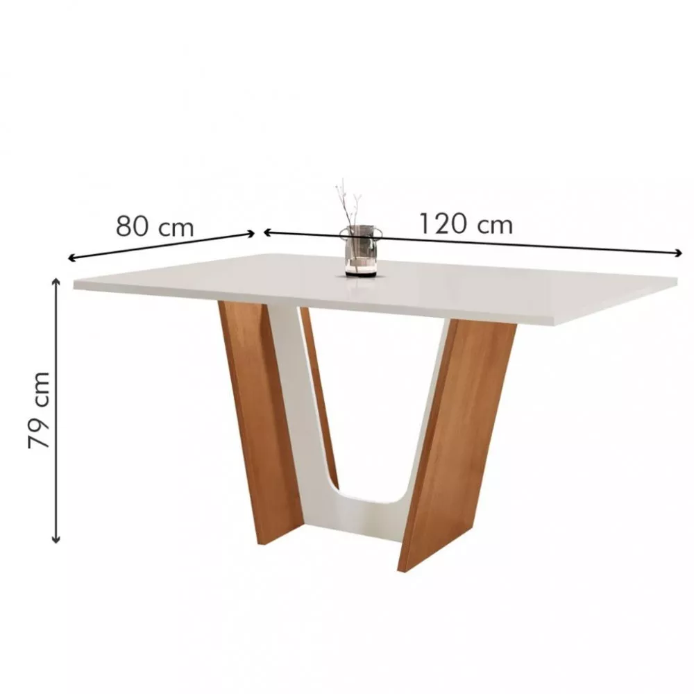 Conjunto Sala de Jantar Mesa 120cm 4 Cadeiras Tampo Dakota Plus Sevilha Cel Móveis