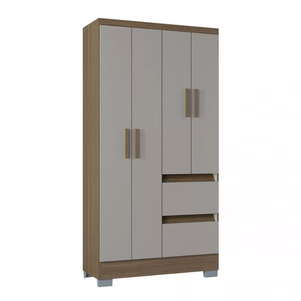 Guarda Roupa Solteiro 4 Portas 2 Gavetas Nápoles Poquema