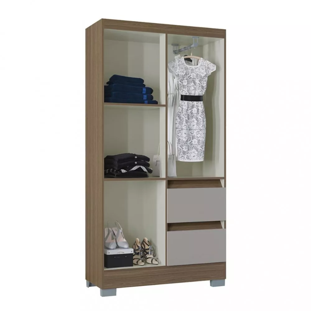 Guarda Roupa Solteiro 4 Portas 2 Gavetas Nápoles Poquema