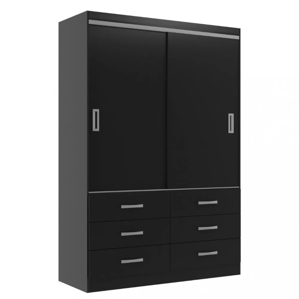 Guarda Roupa Solteiro 2 Portas de Correr 6 Gavetas Veneza Evidencia