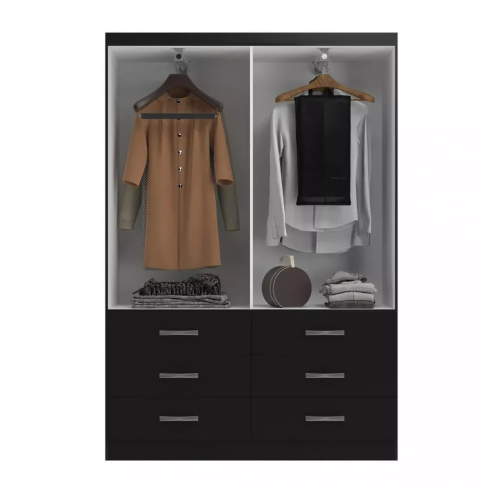Guarda Roupa Solteiro 2 Portas de Correr 6 Gavetas Veneza Evidencia