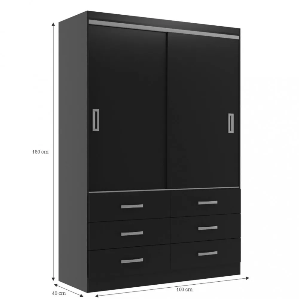 Guarda Roupa Solteiro 2 Portas de Correr 6 Gavetas Veneza Evidencia