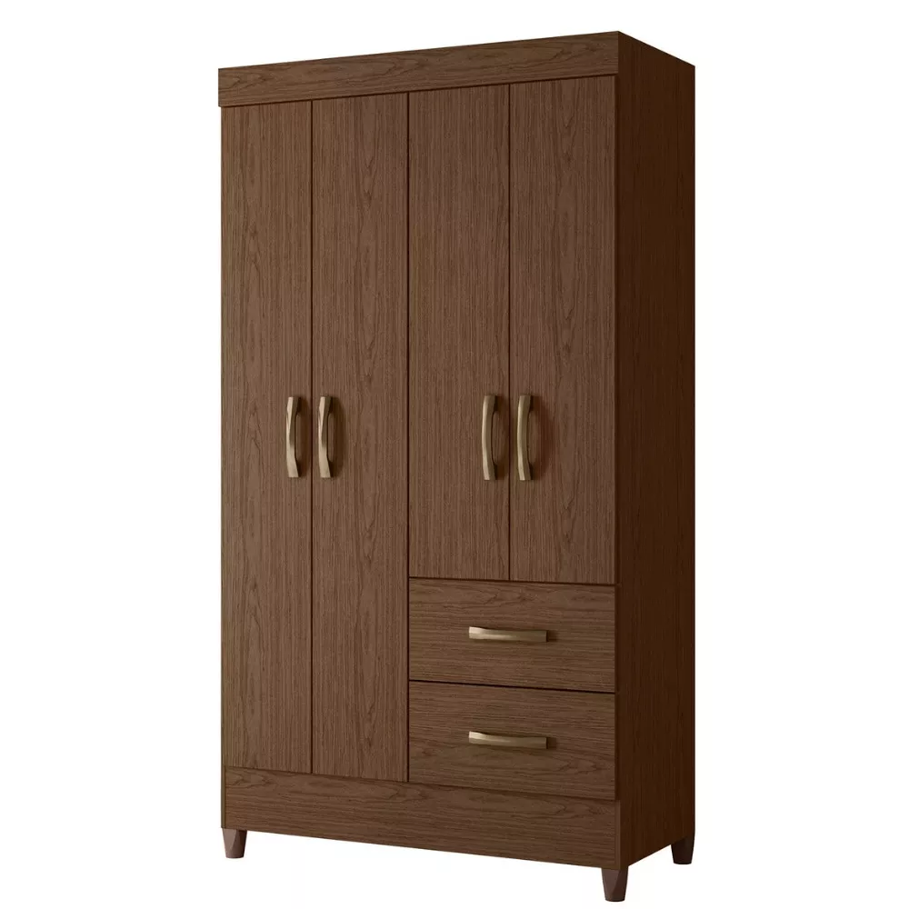Guarda Roupa Solteiro 4 Portas 2 Gavetas com Pés Mobi Albatroz