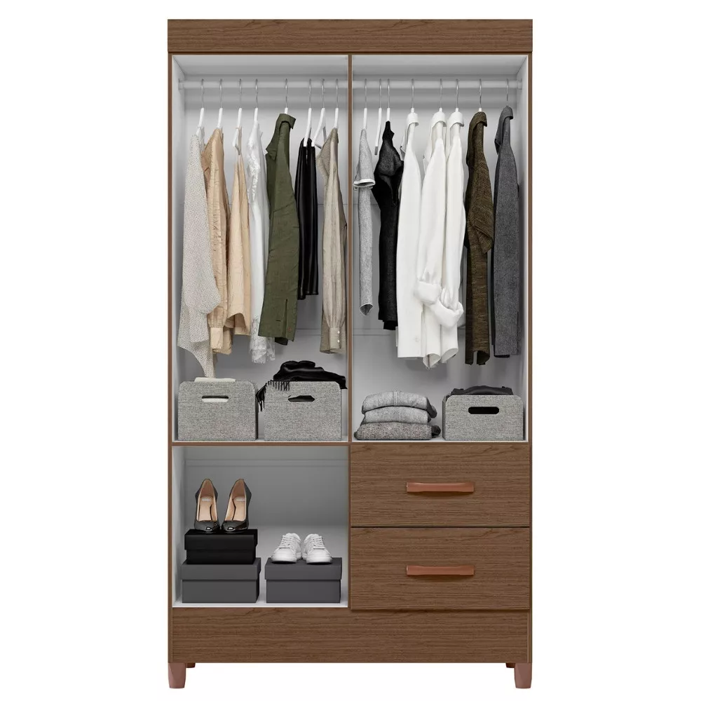 Guarda Roupa Solteiro 4 Portas 2 Gavetas com Pés Mobi Albatroz