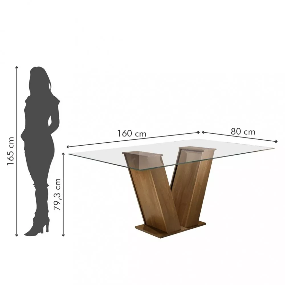 Conjunto Sala de Jantar Mesa 160cm 6 Cadeiras Vitória Cel Móveis