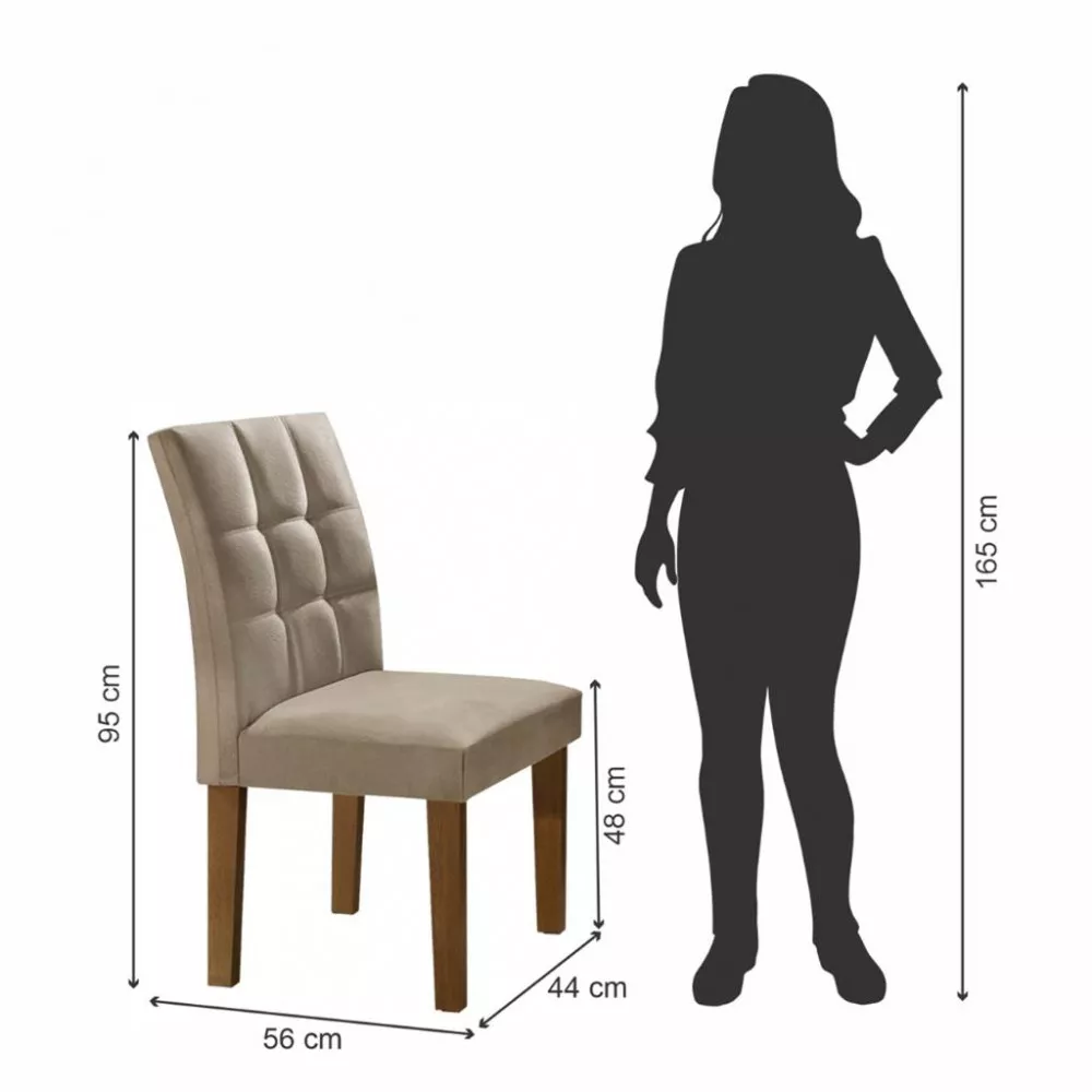 Conjunto Sala de Jantar Mesa 160cm 6 Cadeiras Vitória Cel Móveis