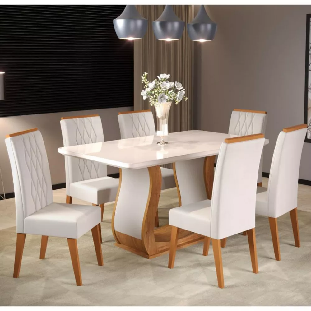 Image 0 of 4 of Conjunto Sala de Jantar Mesa Shakira 6 Cadeiras Cristal Viero