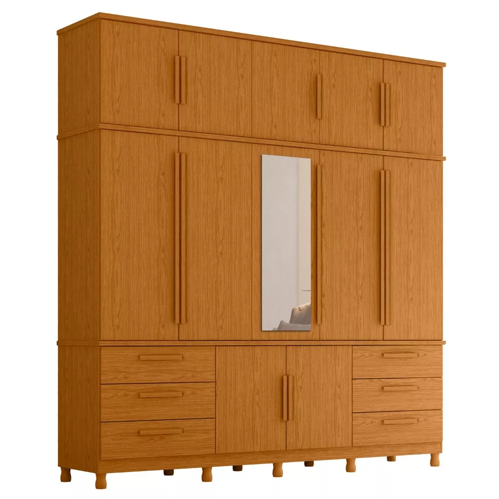 Guarda Roupa Espelho Casal 12 Portas 6 Gavetas Titan Albatroz
