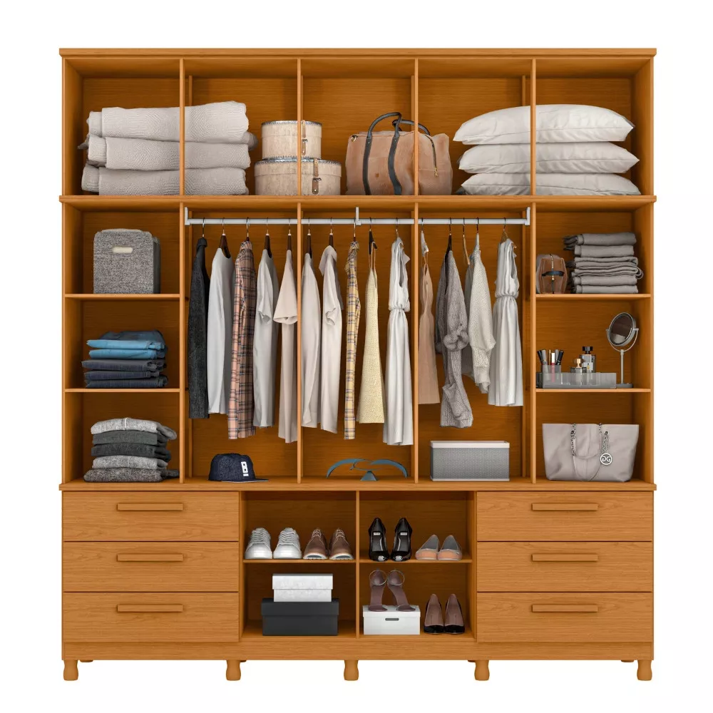 Guarda Roupa Espelho Casal 12 Portas 6 Gavetas Titan Albatroz