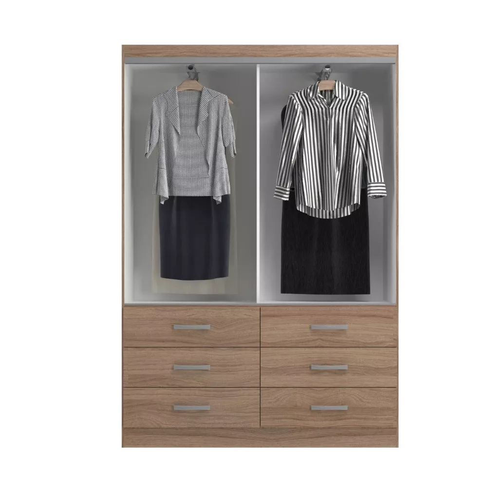 Guarda Roupa Solteiro 2 Portas de Correr 6 Gavetas Veneza Evidencia
