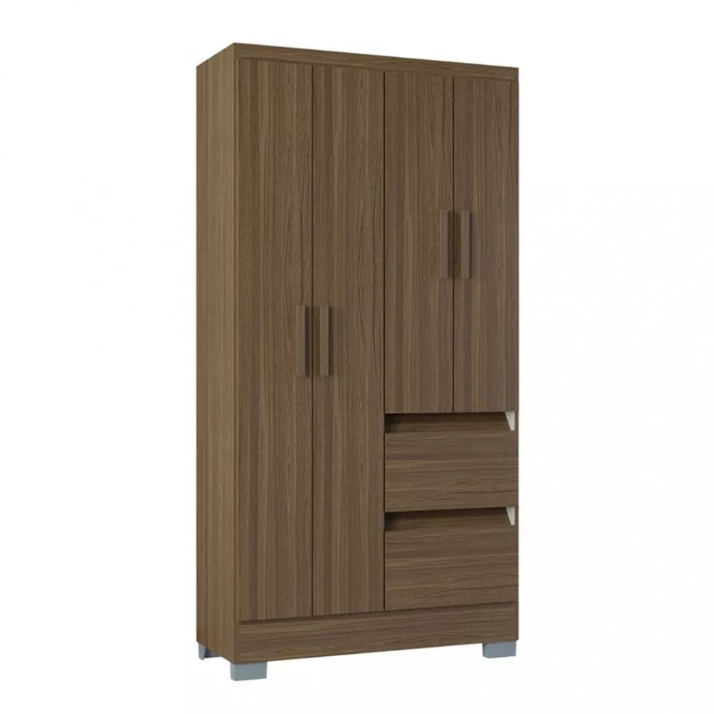 Guarda Roupa Solteiro 4 Portas 2 Gavetas Nápoles Poquema