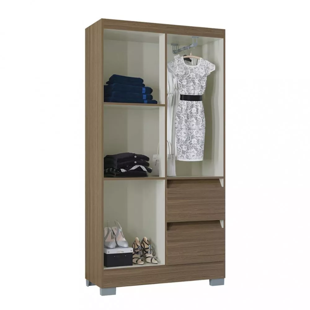 Guarda Roupa Solteiro 4 Portas 2 Gavetas Nápoles Poquema