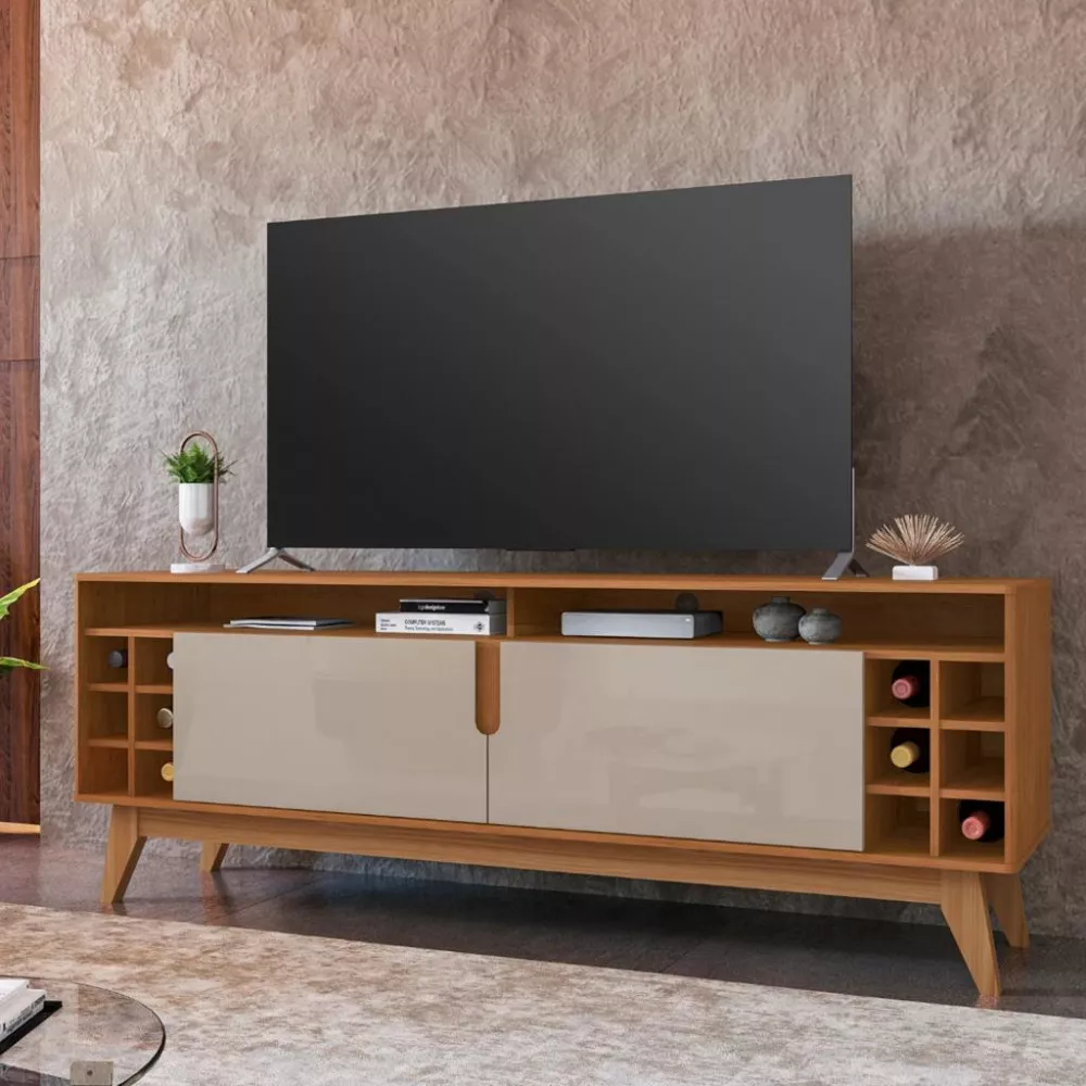Rack para TV Até 60 Polegadas 2 Portas 135cm Wine Casa D