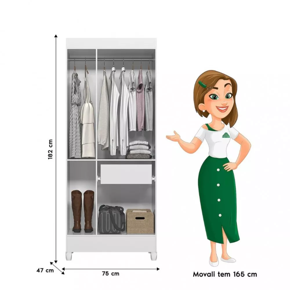 Guarda Roupa Solteiro 3 Portas 1 Gaveta Lyon Moval