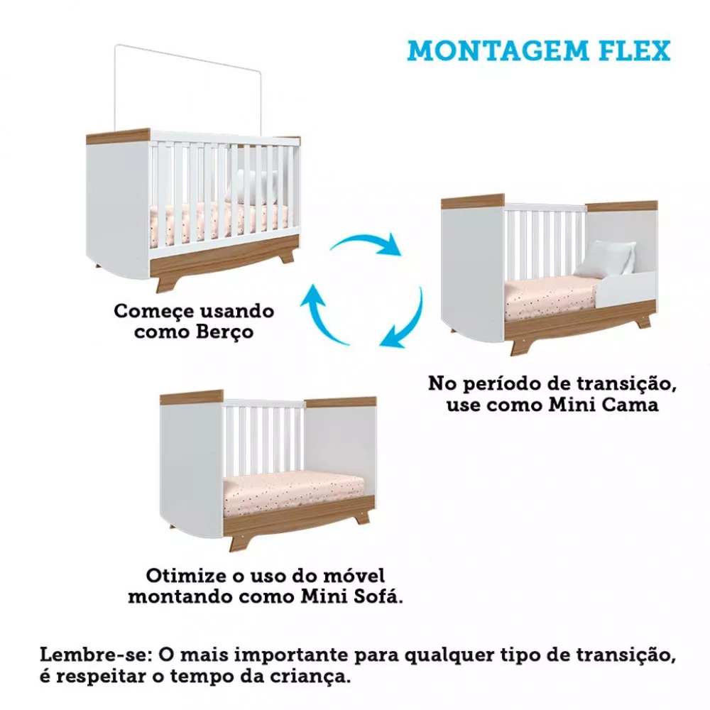 Quarto Infantil Guarda Roupa e Cômoda Ben e Berço Nick Móveis Peroba