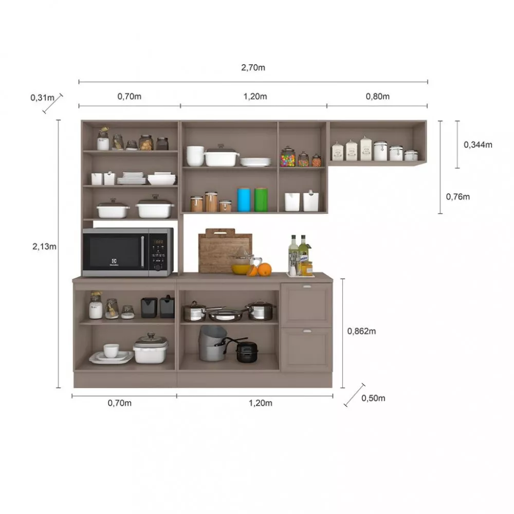 Cozinha Compacta 10 Portas 2 Gavetas Unna Poliman