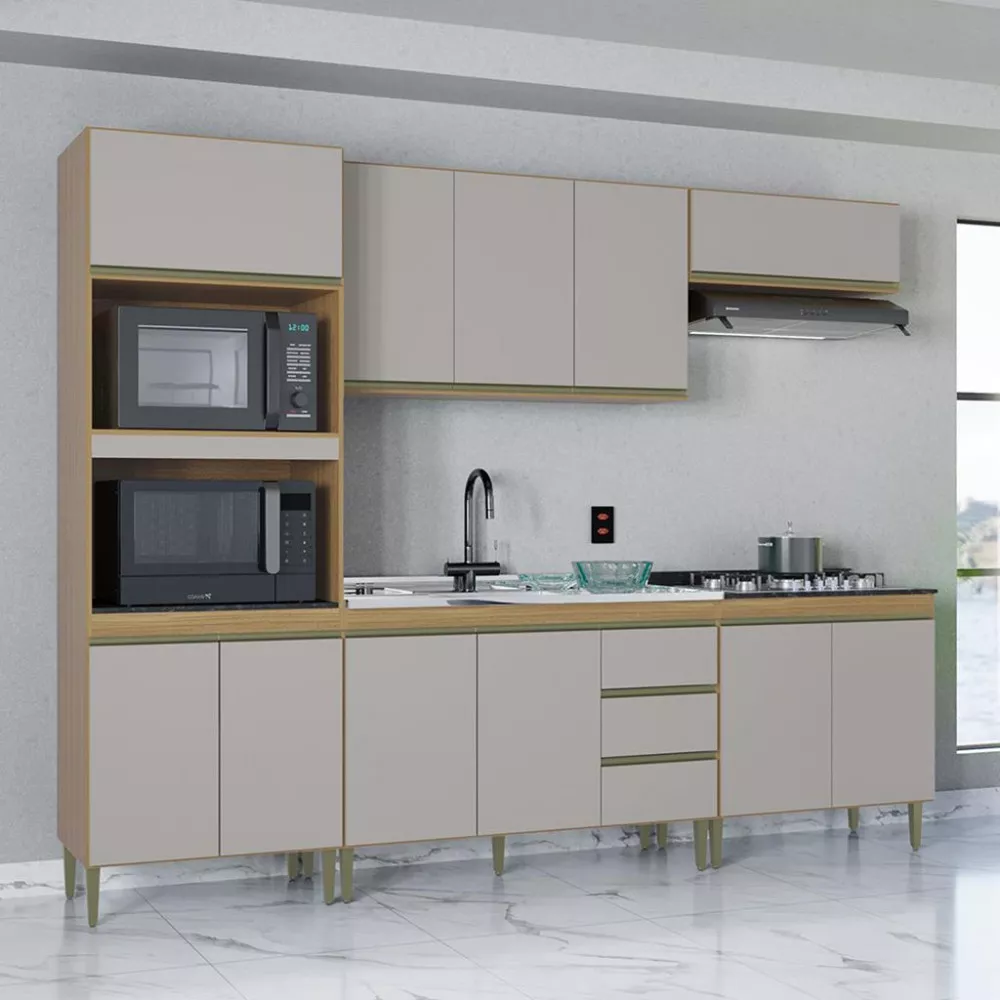 Image 0 of 4 of Cozinha Modulada com Balcão 5 Peças Perola Poquema