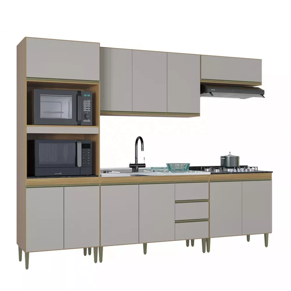 Image 1 of 4 of Cozinha Modulada com Balcão 5 Peças Perola Poquema
