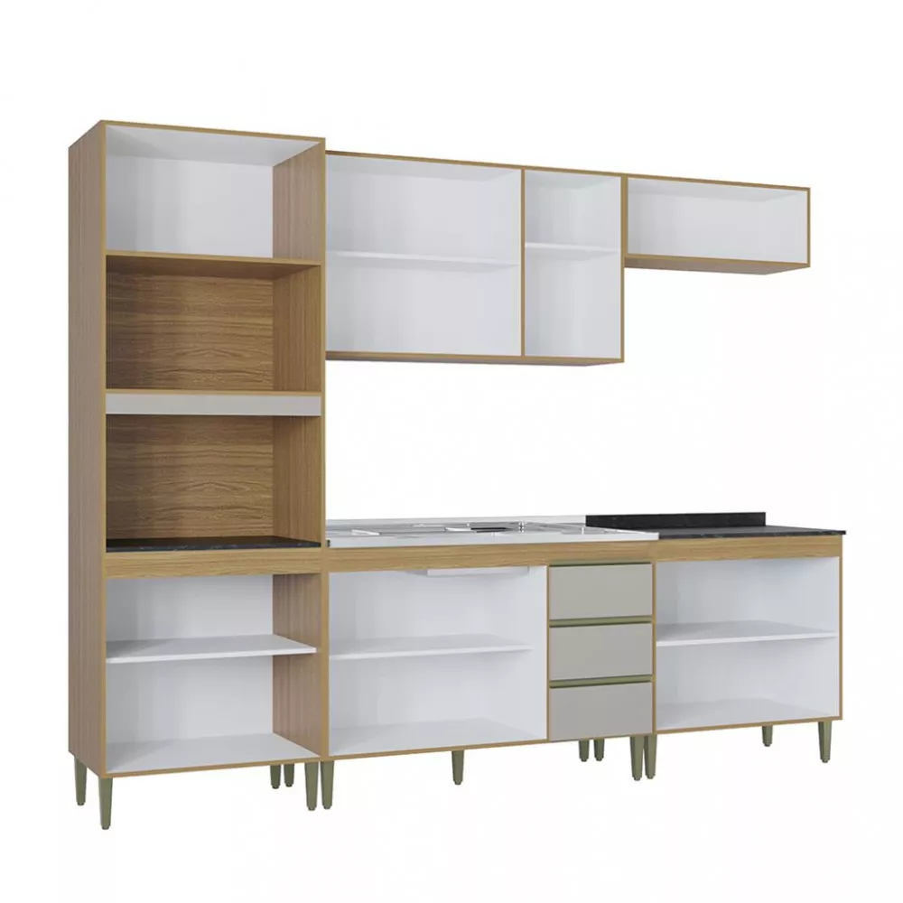Image 2 of 4 of Cozinha Modulada com Balcão 5 Peças Perola Poquema