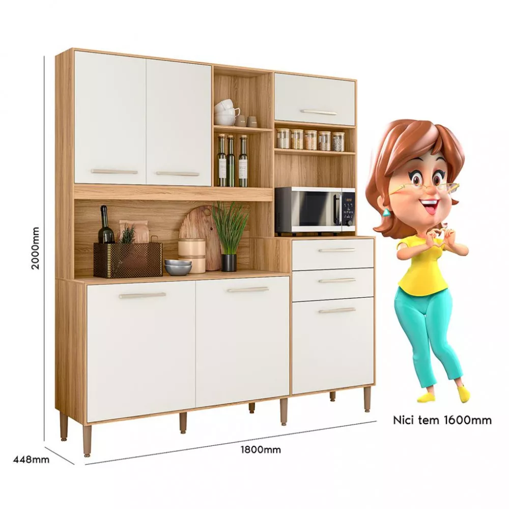 Cozinha Compacta 6 Portas 2 Gavetas Salsa Nicioli