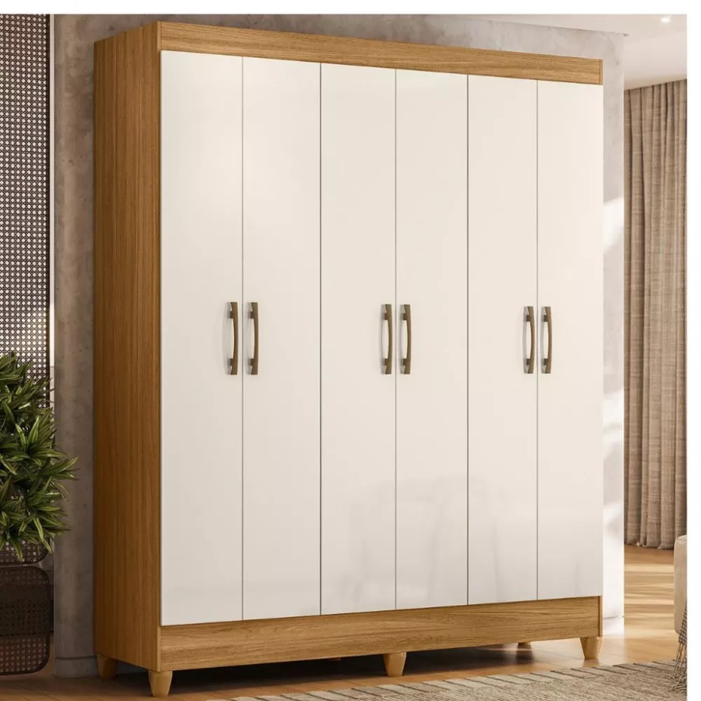 Guarda Roupa Solteiro 6 Portas 1 Gaveta Cancun Moval