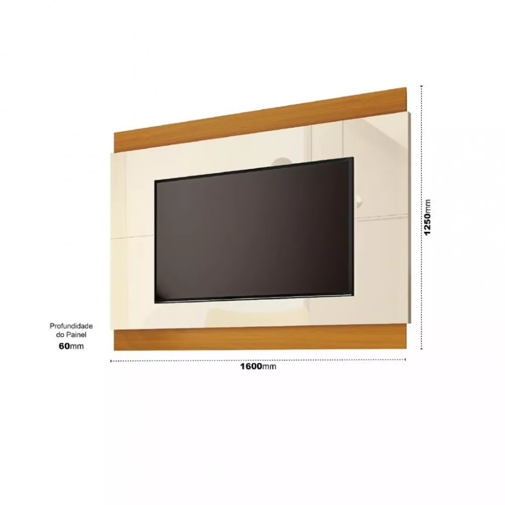 Rack com Painel Ripado para TV até 60 Polegadas 2 Portas com Pés de Madeira Legacy EDN Móveis