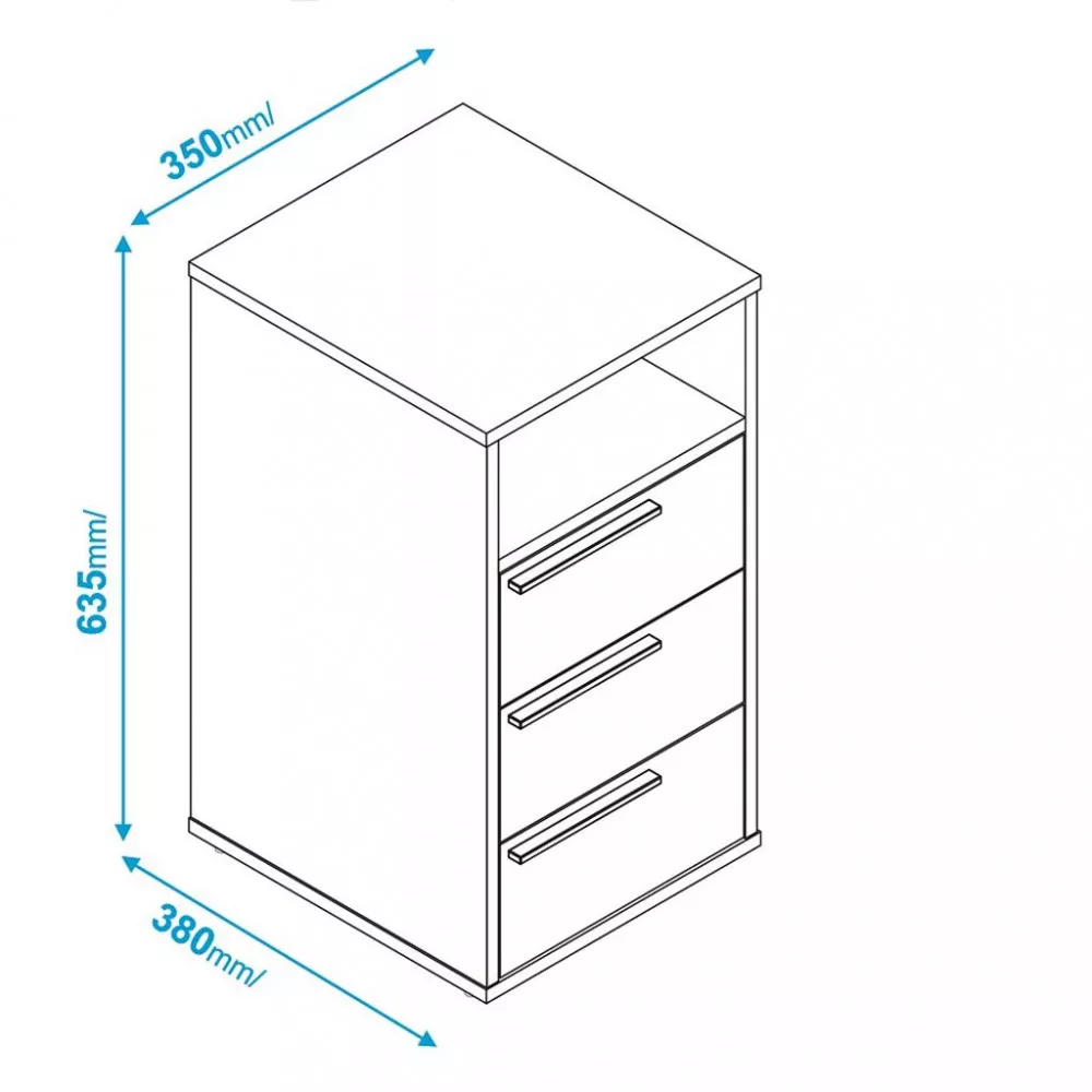 Gaveteiro 3 Gavetas BHO38 BRV Móveis