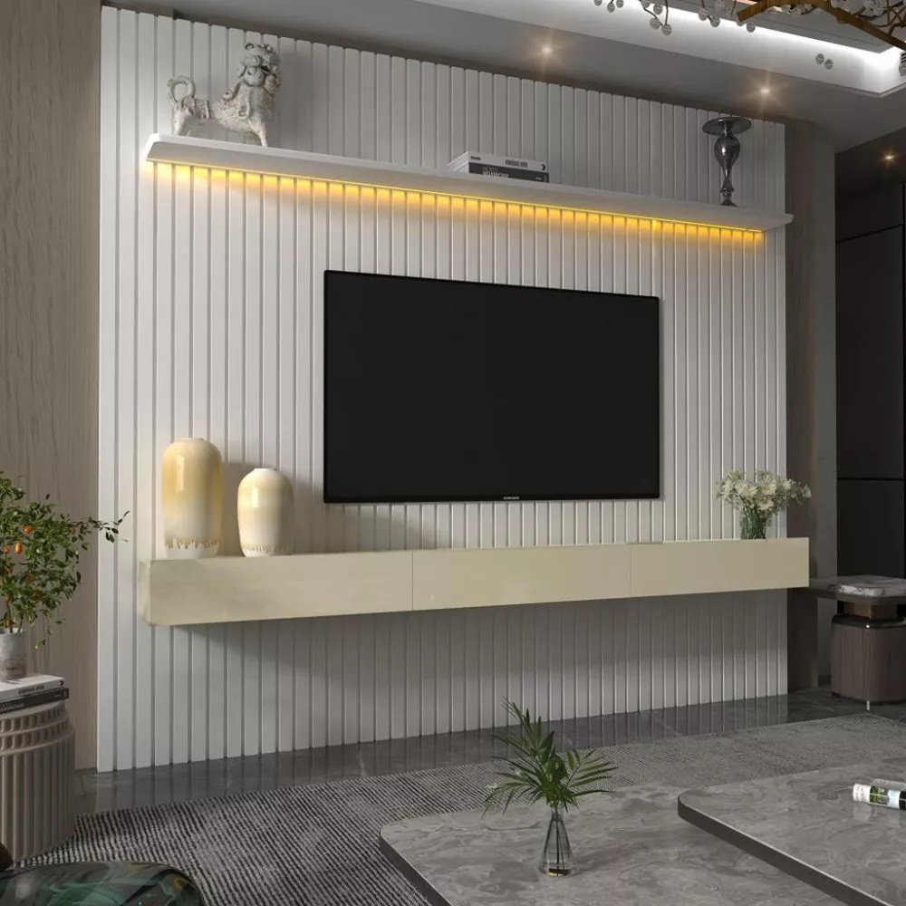 Image 0 of 3 of Painel para TV até 85 Polegadas 3 Gavetas Led Nobre Gelius