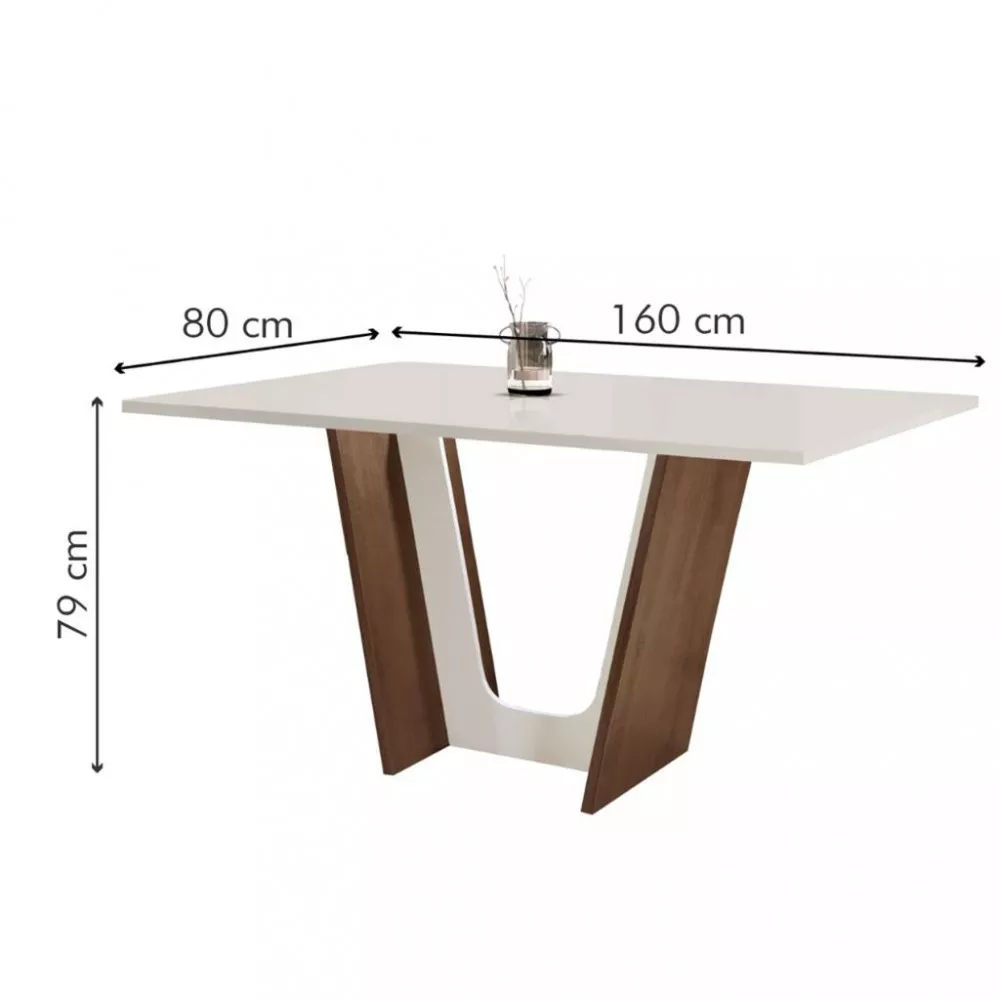 Conjunto Sala de Jantar Mesa 160cm 6 Cadeiras Tampo Dakota Plus Florença Sevilha Cel Móveis
