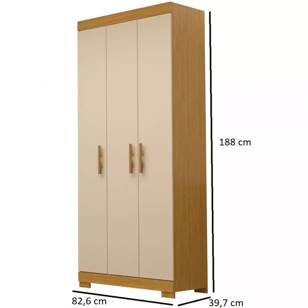 Guarda Roupas Solteiro 3 Portas 2 Gavetas Lana ACP