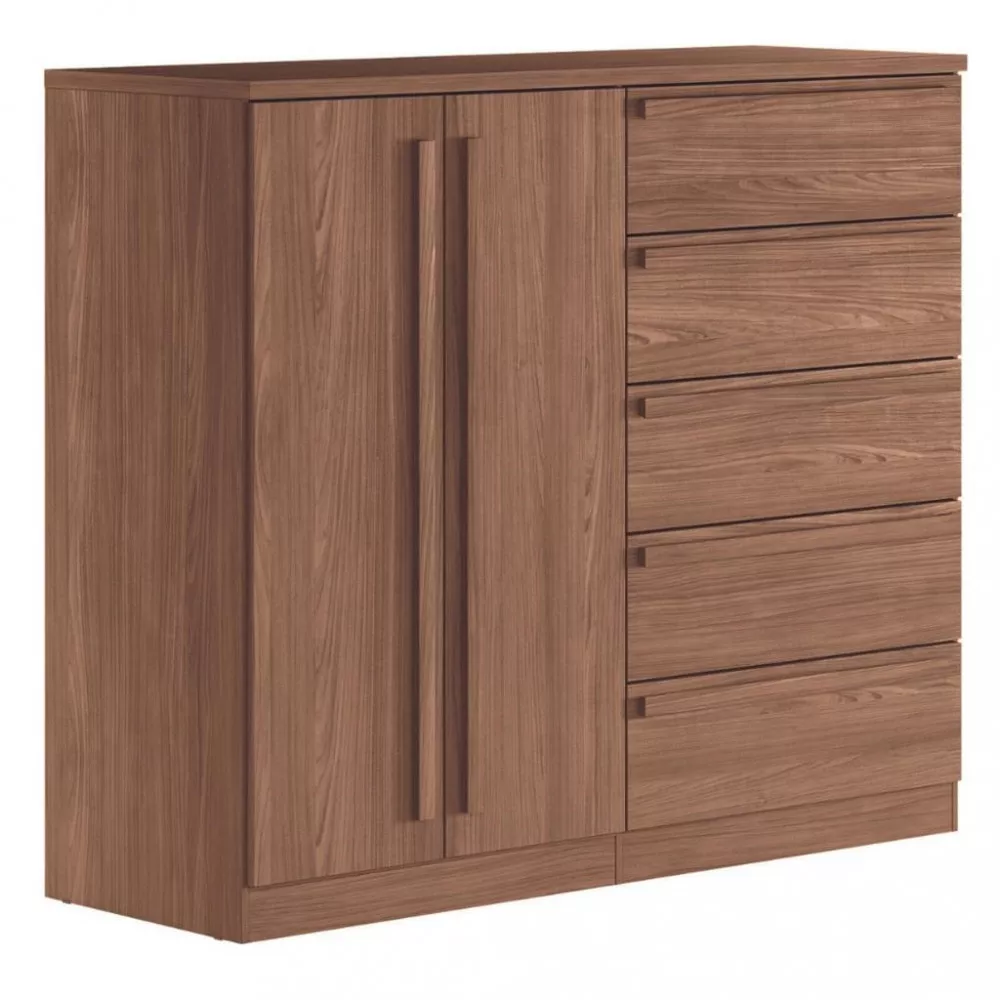 Cômoda 5 Gavetas 2 Portas com Pés Malaga Gold Santos Andirá