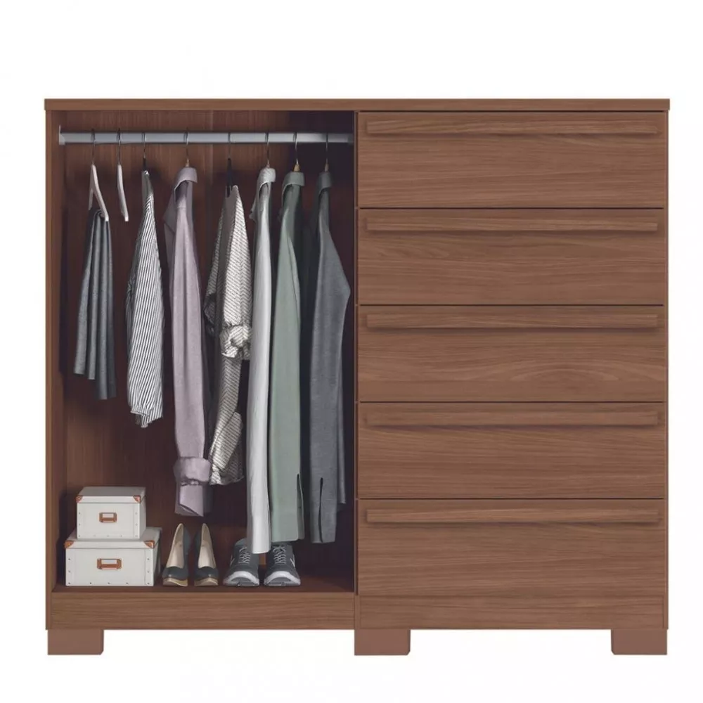 Cômoda 5 Gavetas 2 Portas com Pés Malaga Gold Santos Andirá