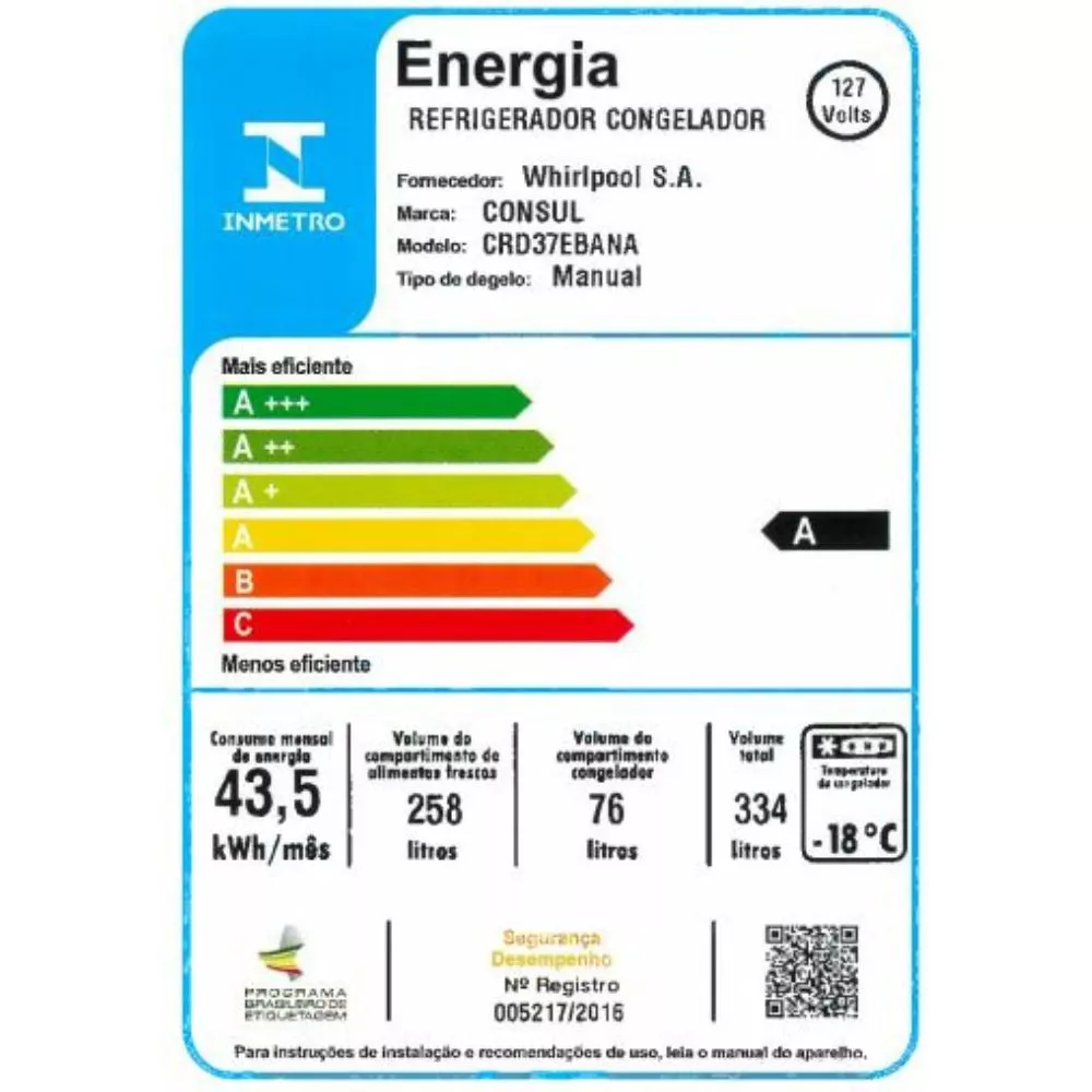 Refrigerador Consul Duplex 334 Litros Cycle Defrost CRD37