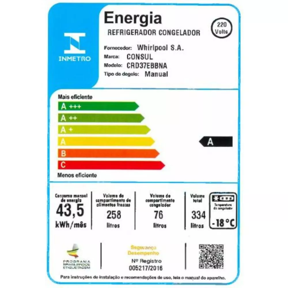 Refrigerador Consul Duplex 334 Litros Cycle Defrost CRD37