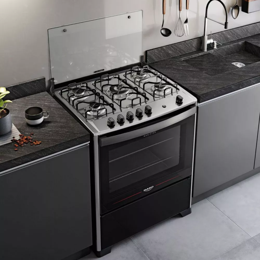 Fogão 5 Bocas com Mesa Inox Dako Magister