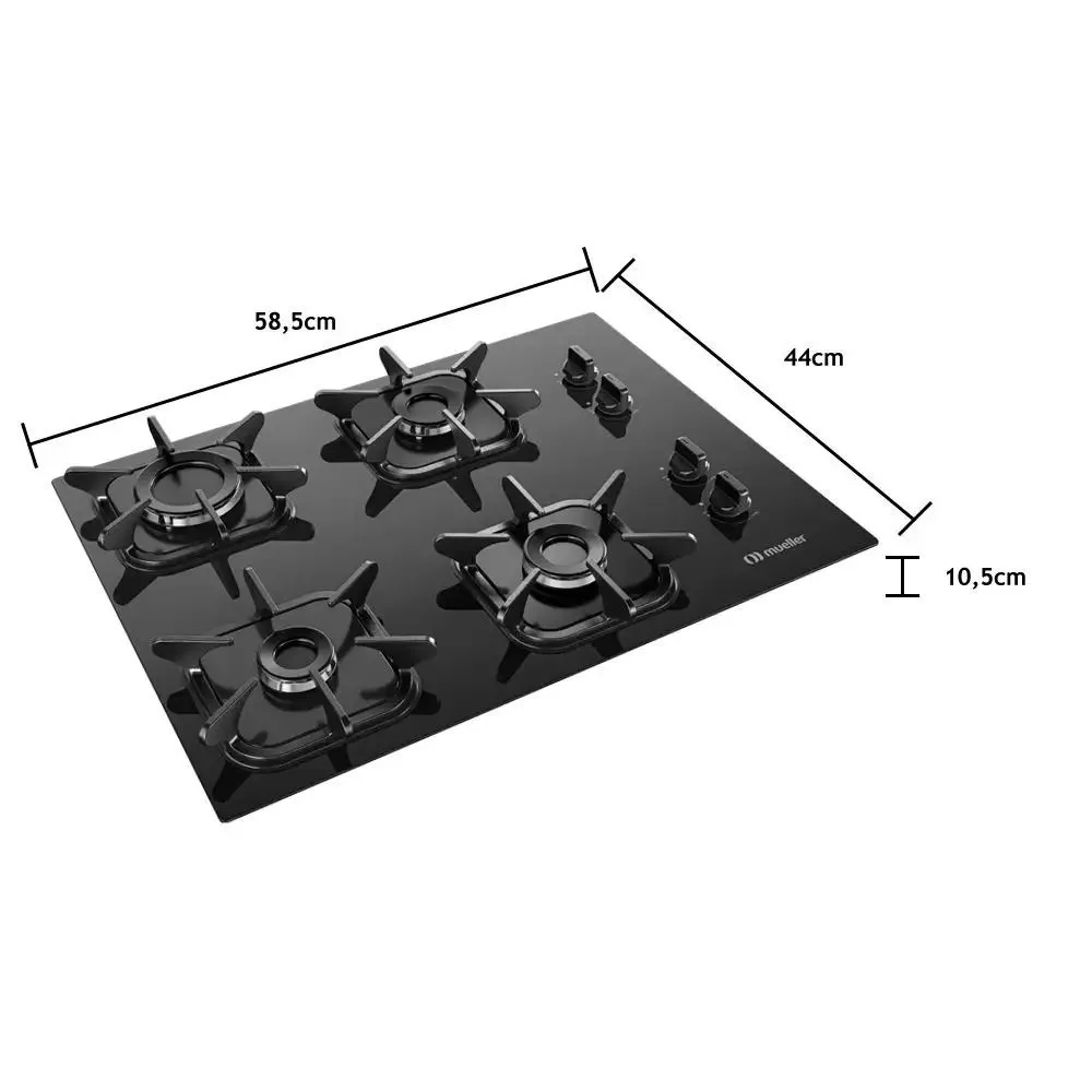 Cooktop Mueller 4 Bocas Com Queimador Ultra Chama G5