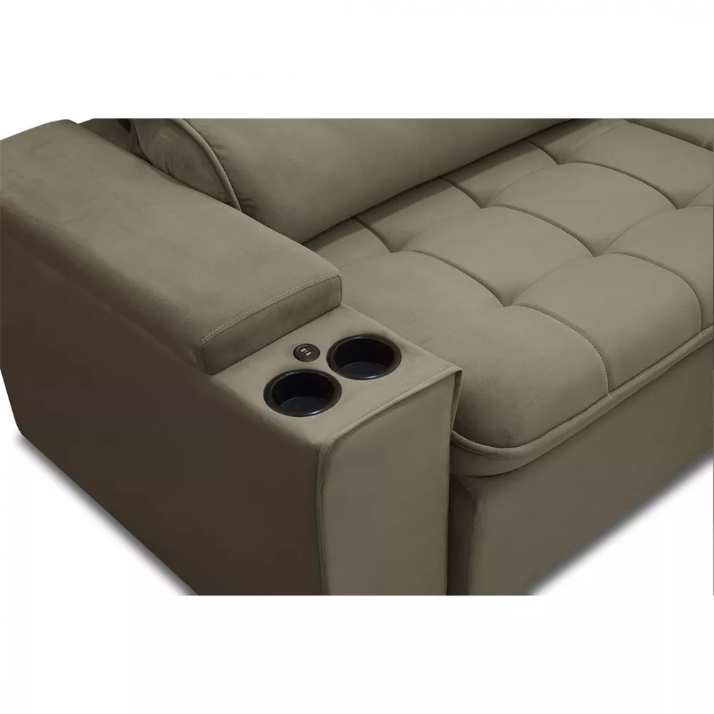 Sofá Ferguile Genebra 3 Lugares Com Porta Copo e USB