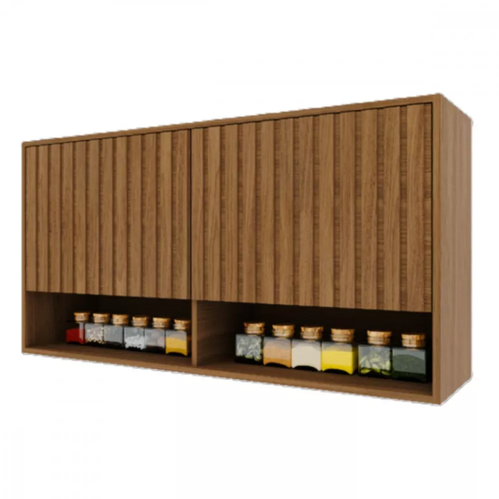 Armário Cozinha Paris 2 Portas Ripadas 1,20 Indekes