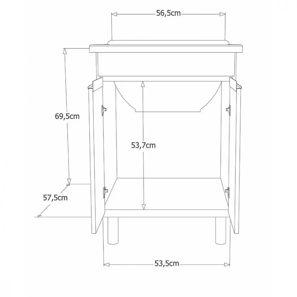 Kit Lavanderia Rorato Amélia Com Tanque E Aéreo 2 Portas Semi Montado